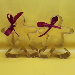 New - 2 ChefStyle Large Cookie Cutters Gold 6 Inch Gingerbread Men Metal